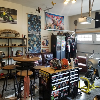 Motorcycle Garage with Helmets, Tool Chest, and Decor - SCOTT from Mechanicville, NY