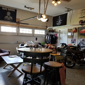 Motorcycle Garage with Bar Table and Decor - SCOTT from Mechanicville, NY