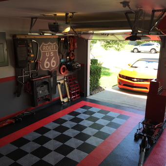 Organized Garage with Route 66 Decor and Tool Storage - Gee from Cypress, TX