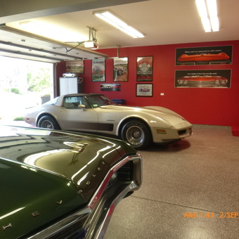 Classic Corvette Garage with Red Walls and Posters - Lou from St. John, IN