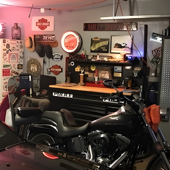 Motorcycle Garage with Tool Chest and Wall Signs - Kyle from Wickliffe, OH