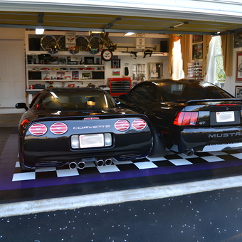 Organized garage with Corvette and Mustang - Bob from Westminster, MD