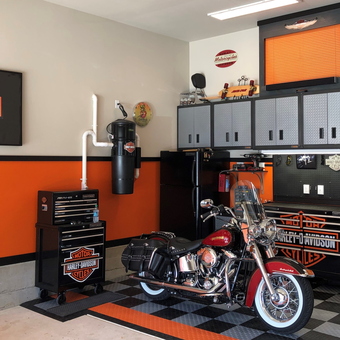 Harley-Davidson Themed Garage With Tool Cabinets - Rich from Tigard, OR