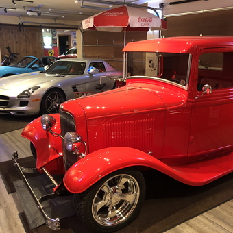 Classic Red Truck and Sports Cars in Stylish Garage - Bog from Bend, OR