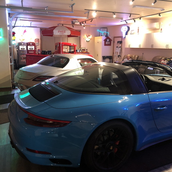 Luxury Garage with Classic Decor and Neon Signs - Bog from Bend, OR