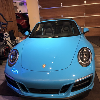 Luxury Blue Porsche in Modern Garage - Bog from Bend, OR