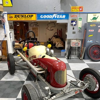 Vintage Race Car and Garage Decor with Signs - Thomas