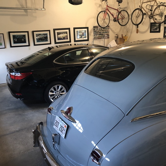 Classic and Modern Cars with Wall Art in Garage - Rod from Rockford, IL