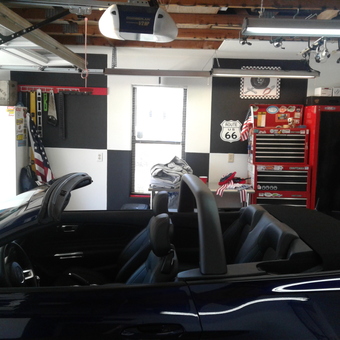 Organized garage with tool cabinets and sports car - Robert from Nipomo, CA