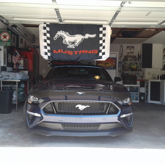 Mustang Decorated Garage with Wall Cabinets and Signs - Robert from Nipomo, CA