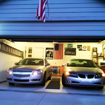 Organized Two Car Garage with Wall Storage and Decor - Russ from New Baltimore, MI