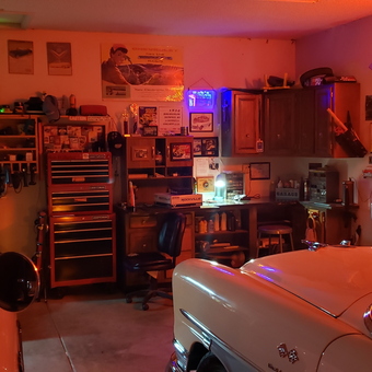 Classic Car Garage with Neon Signs and Tool Storage - Bob from KC, KS