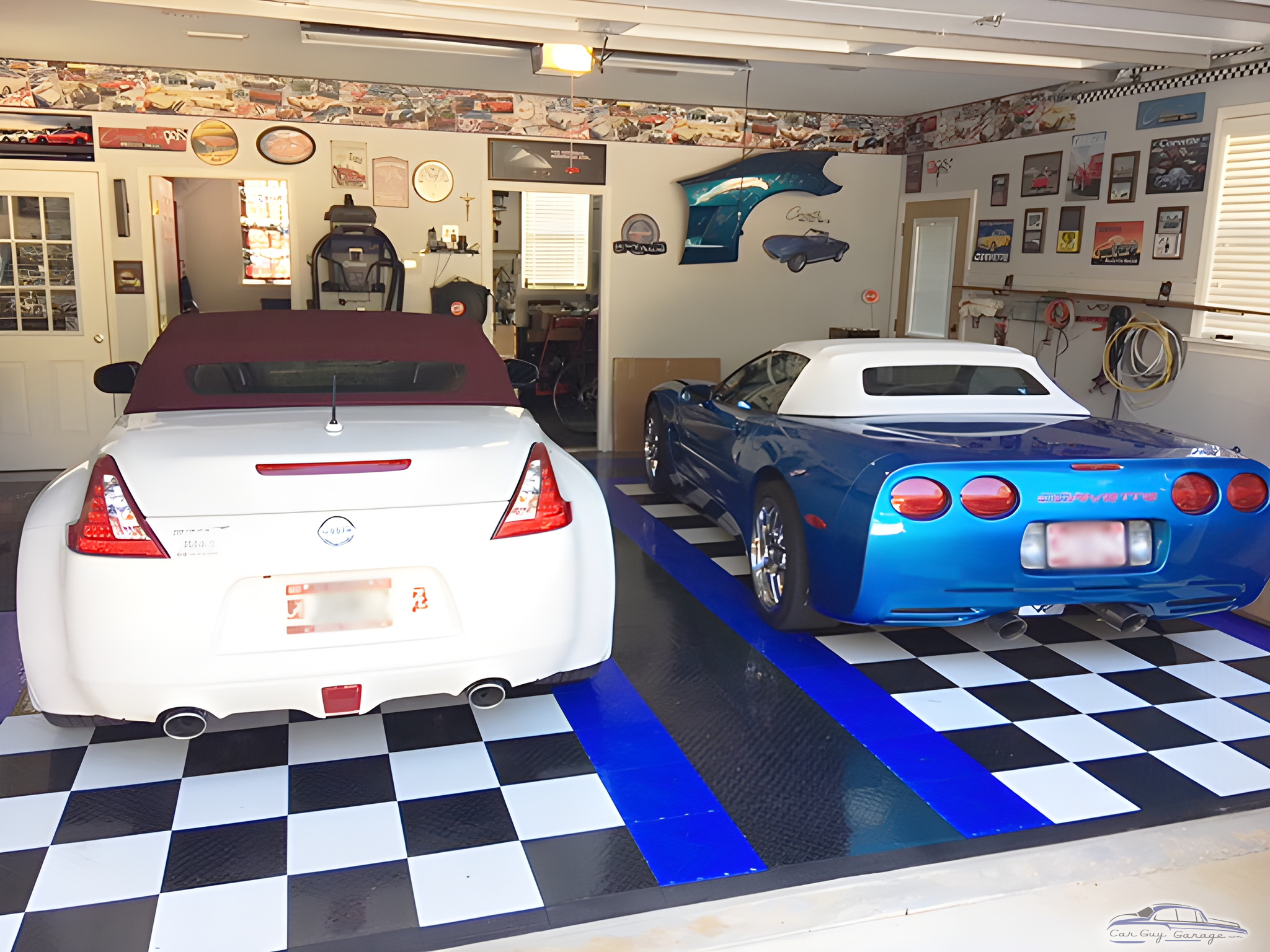 Checkered Garage Flooring with Sports Cars and Wall Decor - JOHN from ENTERPRISE, AL