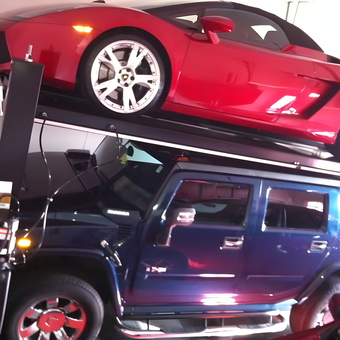 Car Lift with Sports Car and SUV in Garage - Rick from Providence, RI