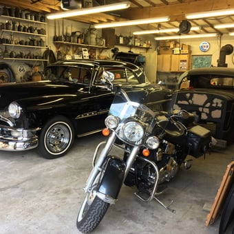Classic Car Garage with Motorcycle and Vintage Decor - Mick from Dixon, IL