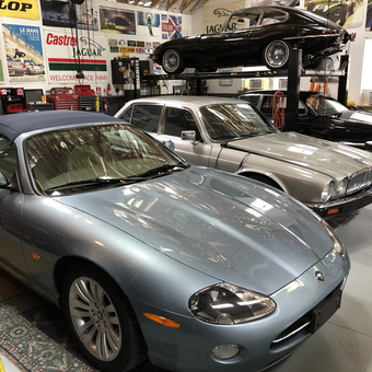 Classic Jaguar Cars, Car Lift, and Garage Decor - John from Villa Ridge, MO