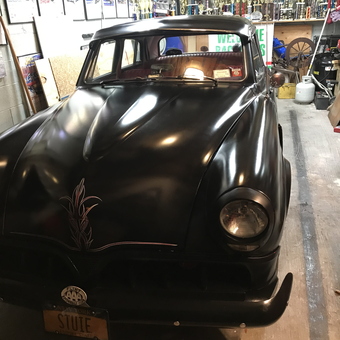 Classic Black Car with Trophies and Posters - Art from Hyde Park, NY
