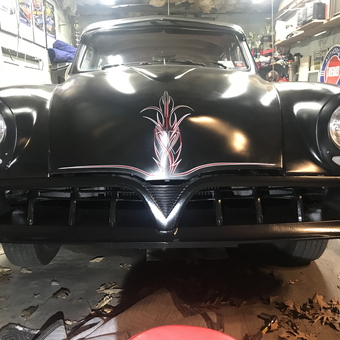 Classic Black Custom Car in Decorated Garage - Art from Hyde Park, NY