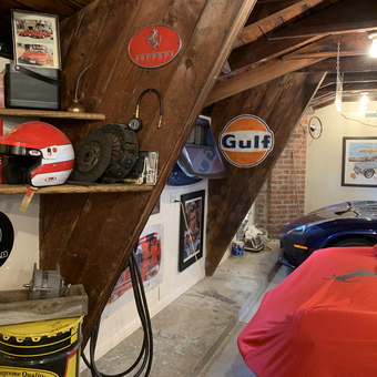Classic Car Garage with Ferrari Decor and Gulf Sign - SimonDGB from Orinda, CA