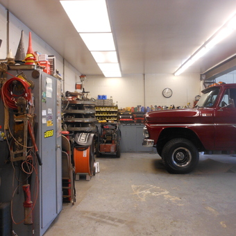 Organized garage with vintage truck and tools - Theresa from McClellandtown, PA