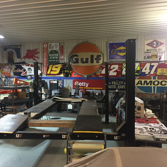 Classic Garage with Car Lift and Vintage Signs - David from Great Barrington, MA