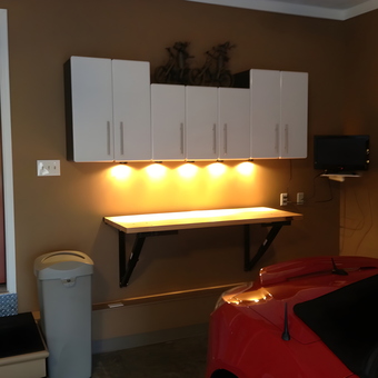Garage Wall Cabinets with Workbench and Lighting - Robert from Linden, MI