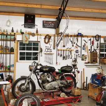 Classic Norton Motorcycle and Garage Tools Display - Jerry from Morganton, NC
