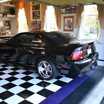 Garage with Black Mustang, Checkered Floor, Tool Chest - Bob from Westminster, MD