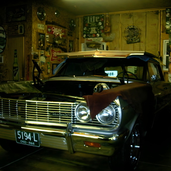 Classic Chevrolet in Decorated Garage with Signs - tommy from toledo, OH