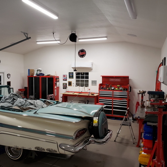 Classic Car, Tool Cabinets, and Workbench in Garage - Grandpa from Stockton, CA