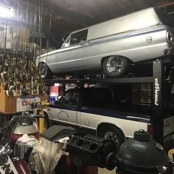 Classic Cars on Lift with Tools and Storage Racks - Buddy from Garner, NC