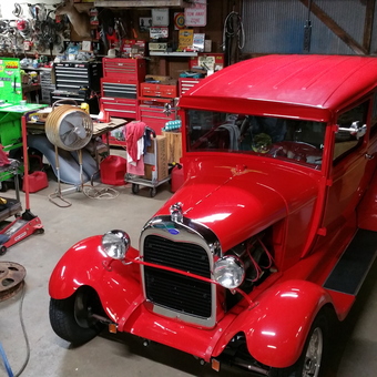 Classic Red Hot Rod and Tool Storage Garage - Dave from Sallisaw, OK