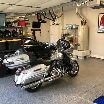 Organized Garage with Motorcycle Storage and Shelving - Keith from Simpsonville, SC