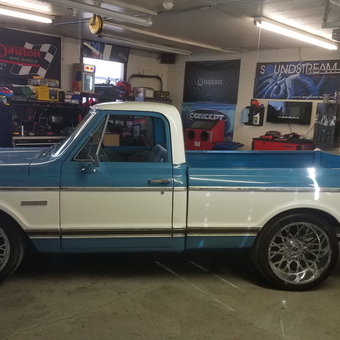 Classic truck with modern wheels and organized garage - TJ from Lawrence, KS