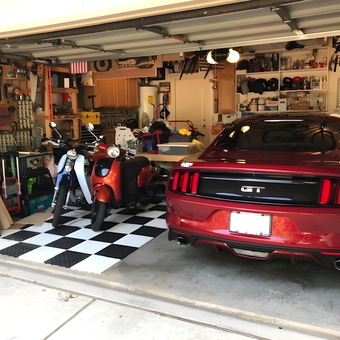 Organized Garage with Mustang, Motorcycles, and Decor - Mike from Houston, TX