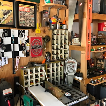 Garage Wall with Key Racks, Diecast Displays, and Signs - Mike from Houston, TX
