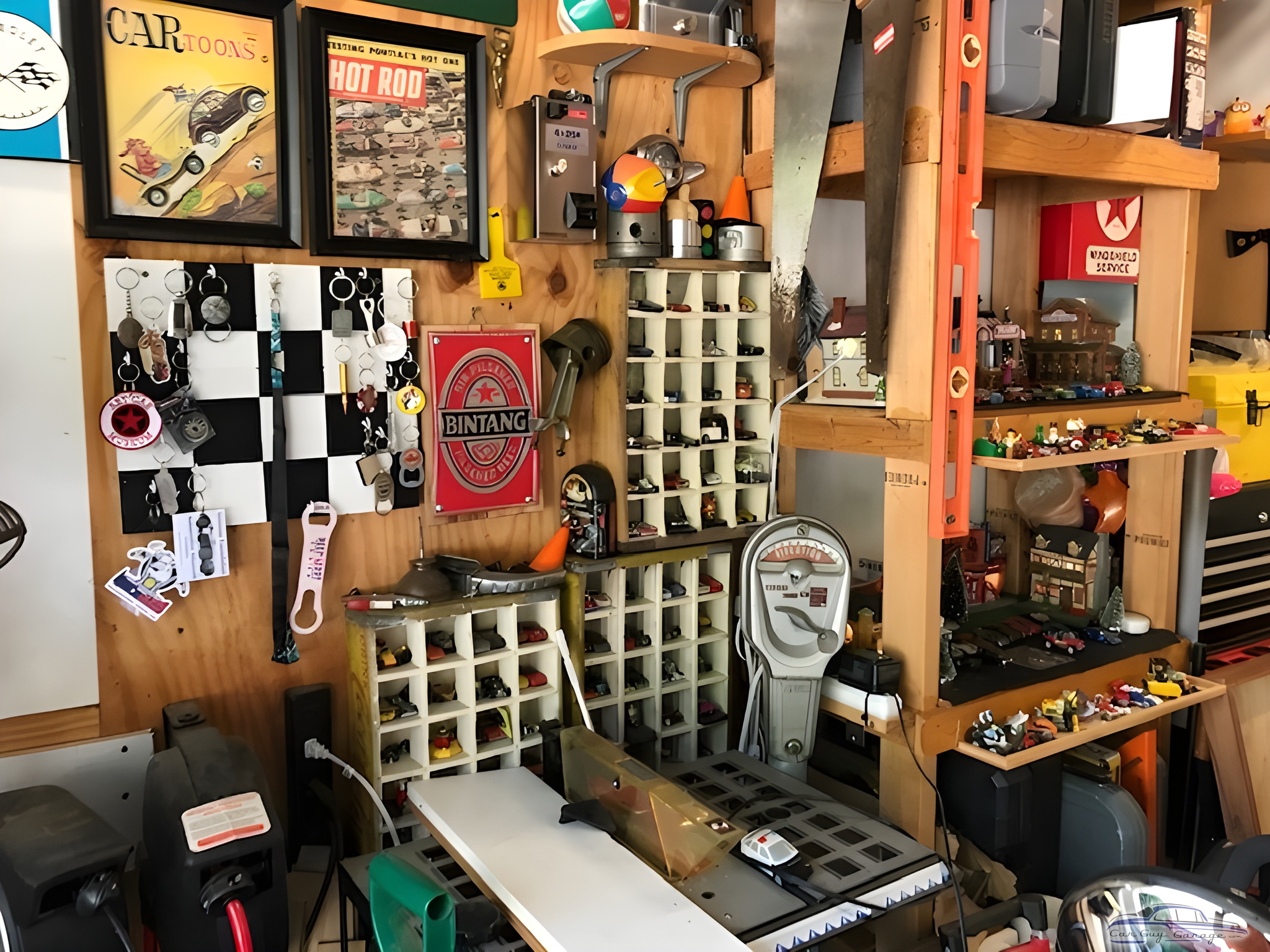 Garage Wall with Key Racks, Diecast Displays, and Signs - Mike from Houston, TX
