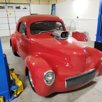 Classic Red Hot Rod With Car Lift in Garage - Jim from Clarkdale, AZ