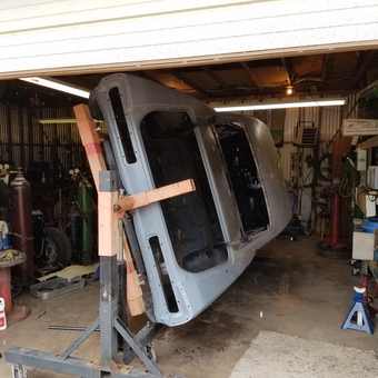 Classic Car Shell on Rotisserie in Busy Garage - Jim from Clarkdale, AZ