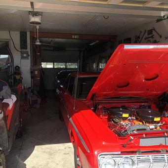 Classic Red Plymouth and Utility Vehicle in Garage - Bill from Oak Harbor, OH