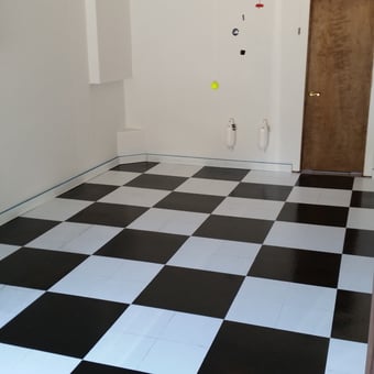 Black and White Checkered Garage Flooring Tiles - sixtyfathom from GOLD BEACH, OR