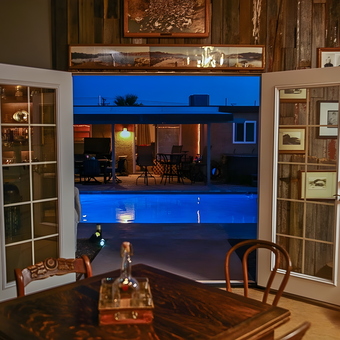 Rustic Garage Lounge With French Doors And Pool View - Danny from Lake Havasu City, AZ
