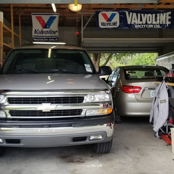 Organized Garage with Shelving, Workbench, Trucks - CoolBlue87GT from PORT CHARLOTTE, FL