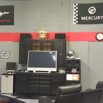 Garage with Cabinets, TV, Metal Storage, and Banners - Dave from Akron, OH
