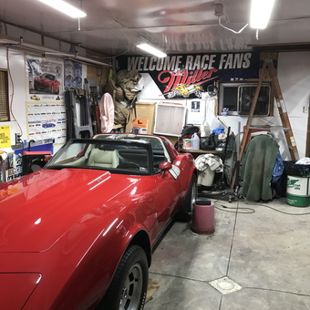 Classic Red Corvette and Garage Decor - Luke from Sugar Notch, PA