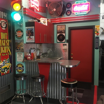 Retro garage bar with neon signs and stools - Tgd61 from Elk Grove, CA
