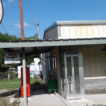Vintage Gas Pump, Phone Booth, and Bench Display - Daniel from Austin, TX