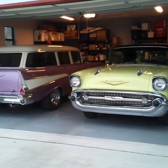 Classic Chevy Cars in Organized Two Car Garage - Daniel from Austin, TX