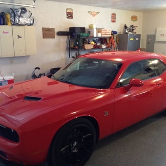 Red Dodge Challenger in Organized Garage - Troy from Minot, ND