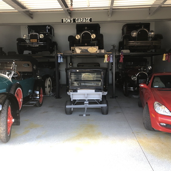 Classic Cars on Lifts and Modern Roadster in Garage - Ron from Birmingham, MI